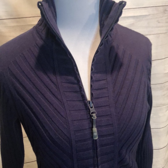 Athleta Womens Blue Long Sleeve Freestone Rib Zippy Jacket-Size Small - Picture 3 of 7